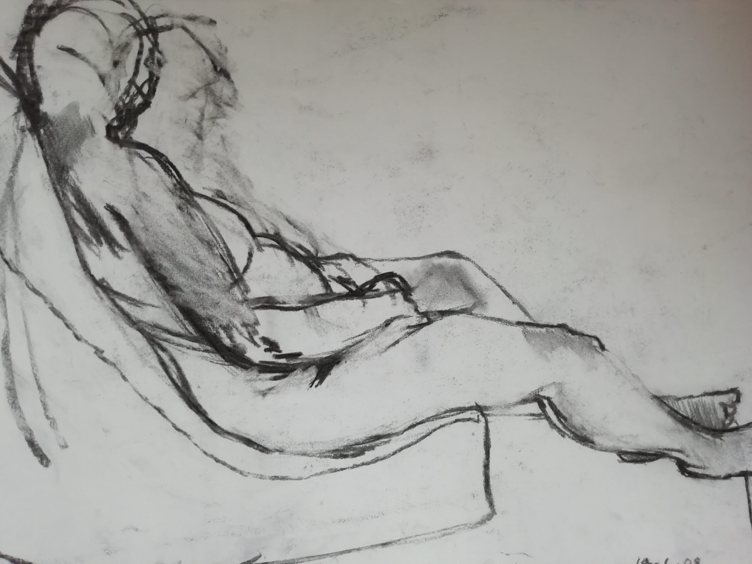 charcoal on paper life drawing by Karl Sylvester, artist and garden designer, Shrewsbury, telford, Shropshire and mid wales